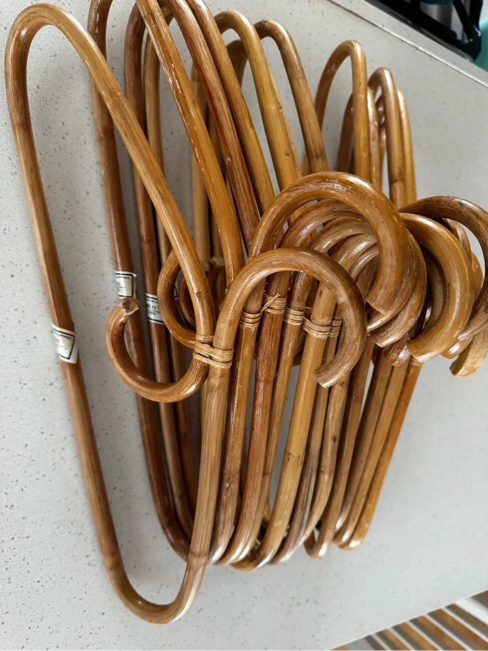 Handmade Natural Rattan Closet Hangers - Set of 12 RARE!